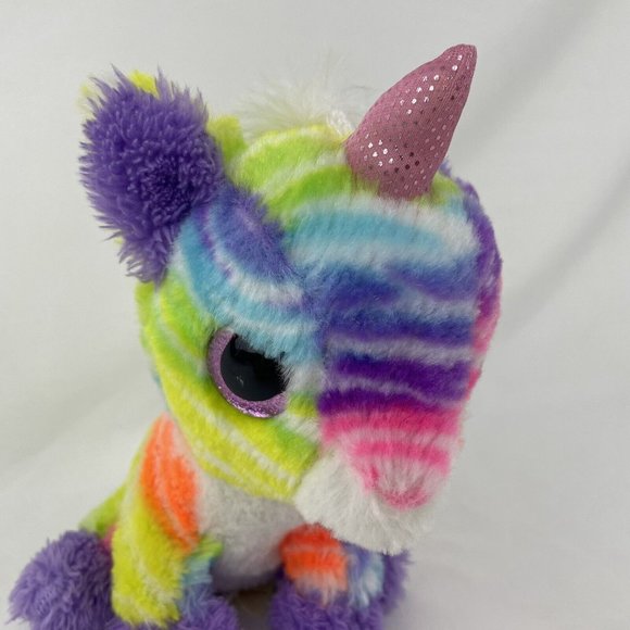 MTY International Unicorn 8” Plush Pastel Rainbow Pink Glitter Eyes Stuffed Toy - Picture 5 of 8